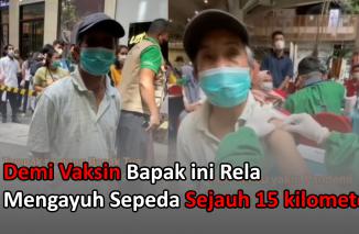 Viral, Demi Vaksin Bapak ini rela Mengayuh sepeda sejauh 15 kilometer