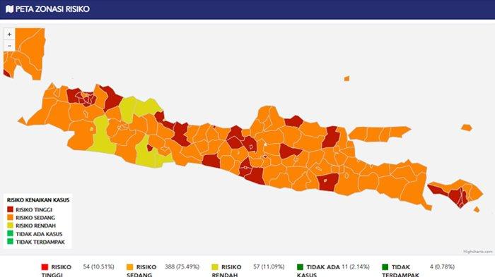 Jawa - Bali Sumbang 57,10% dari Total Kasus Covid-19 di Indonesia