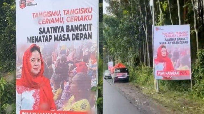 Baliho Puan Bertebaran di Lokasi Bencana Semeru