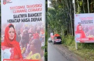 Baliho Puan Bertebaran di Lokasi Bencana Semeru