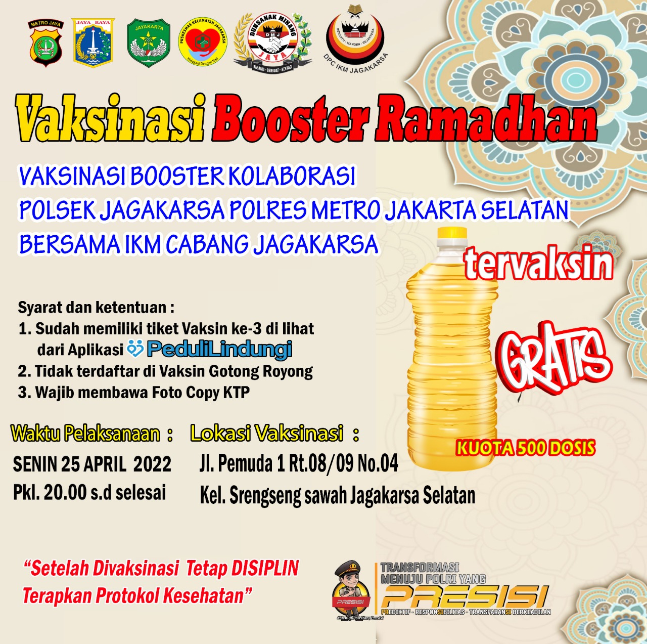 Bekerjasama dengan Kepolisian, IKM Jagakarsa Gelar Vaksinasi Booster