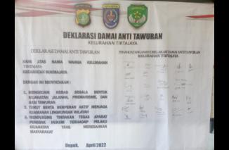 Deklarasi Damai Anti Tawuran Dideklarasikan di Kelurahan Tirtajaya