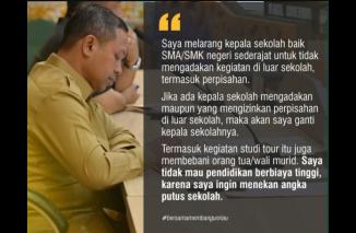 Gubernur Riau Ancam Pecat Kepala Sekolah yang Nekat Gelar Studi Tour