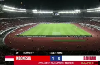 Kemenangan tipis, 1 : 0 saat timnas Indonesia melawan Bahrain di SUGBK, Rabu (25/3)