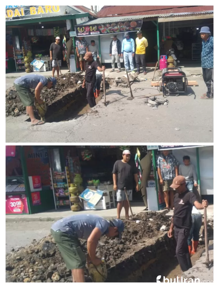 Gotong royong Bersama Pemuda dan Masyarakat Kamang Tangah Anam Suku Perbaiki Gorong - gorong