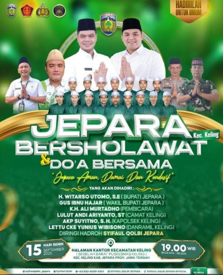 Kecamatan Keling Akan Gelar Sholawat dan Doa Bersama, Ikhtiar Jaga Wilayah yang Aman, Damai dan Kondusif