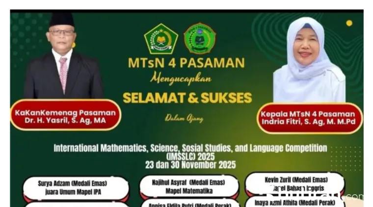 33 Siswa MTsN 4 Pasaman Raih Medali pada Ajang Internasional Mathematics, Science, Social Studies and Language Competition