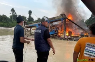 Polres Kampar Ungkap PETI Di Gunung Sahilan -- 2 Terduga Diamankan, 12 Rakit Dimusnahkan