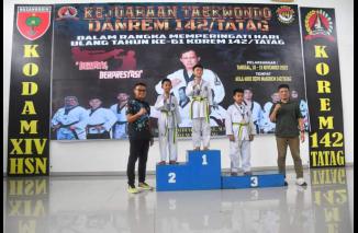 Kejuaraan Taekwondo Danrem Cup 1 Tahun 2023 dalam Rangka HUT Ke -61 Korem 142/Tatag Resmi di Tutup