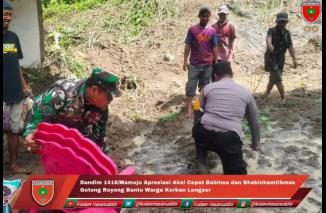 Dandim 1418/Mamuju Apresiasi Aksi Cepat Babinsa dan Bhabinkamtibmas Gotong Royong Bantu Warga Korban Longsor