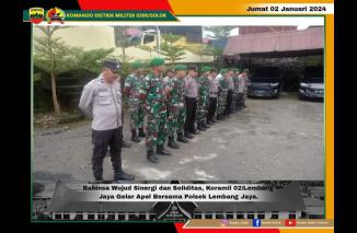 Wujud Sinergi dan Soliditas, Koramil 02/Lembang Jaya Gelar Apel Bersama Polsek Lembang Jaya