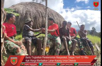 Bantu Tingkatkan Perekenomian Masyarakat, Satgas Yonif 721/Mks Ajak Warga Manfaatkan Lahan Kosong Untuk Dikelola
