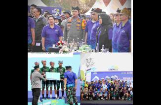 Kapolresta Banyuwangi dampingi PJ Gubernur Jawa Timur dan Forkopimda Banyuwangi Sambut Langsung di Garis Finish Etape ke 4 Tour De Banyuwangi Ijen (TDBI) 2024 Di Paltuding
