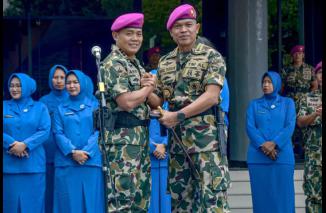 Prajurit Yonif 1 Marinir Ikuti Kegiatan Pisah Sambut Komandan Brigif 2 Marinir