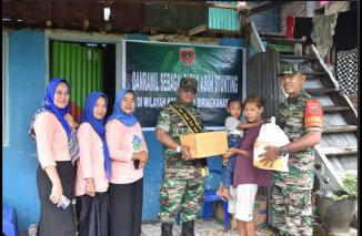 Danramil 1408-11/Biringkanaya Berikan Bantuan Sembako Kepada Anak Stunting