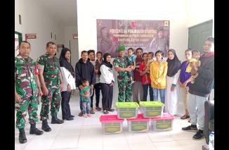 Kodim 1513/ SBB berikan Paket Nutrisi Stunting Dari Kasad Jenderal TNI Dudung Abdurachman