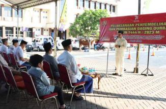 Foto Momen Idul Adha 1444 H, Polres Jepara Sembelih 9 Ekor Hewan Kurban