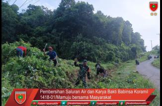 Foto Pembersihan Saluran Air dan Karya Bakti Babinsa Koramil 1418-01/Mamuju bersama Masyarakat