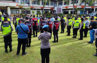 Foto Kasetopsres Pimpin Apel OMB,Tingkatkan semangat Pengamanan Kegiatan Kampanye