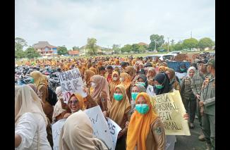Foto Tenaga Honorer Kabupaten Lampung Timur, Menuntut Agar di Angkatenjadi Pppk Full Waktu Bukan hanya Paruh Waktu