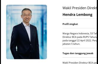 Foto Presiden Baru BCA, Hendra Lembong: Alumni Unggul dari University of Washington dan Stanford University