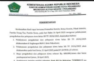 Foto Skandal Pungli di MAN 1 Pekanbaru: Komite dan Kepala Sekolah Diduga Langgar Aturan, Kemenag Didesak Bertindak Tegas