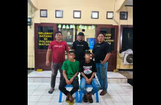 Foto Dua pelaku penganiayaan didepan rumah makan Amoy Girian berhasil diringkus Team Resmob Polsek Matuari