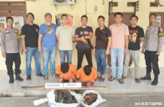 Foto Dalam Waktu 3 Jam, Dua Pelaku Curat Dinamo Listrik Ditangkap Polsek Banjar Agung