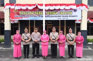 Foto Kapolres Rembang Pimpin Upacara Sertijab Kabag Logistik, Kapolsek Kragan & Kaliori