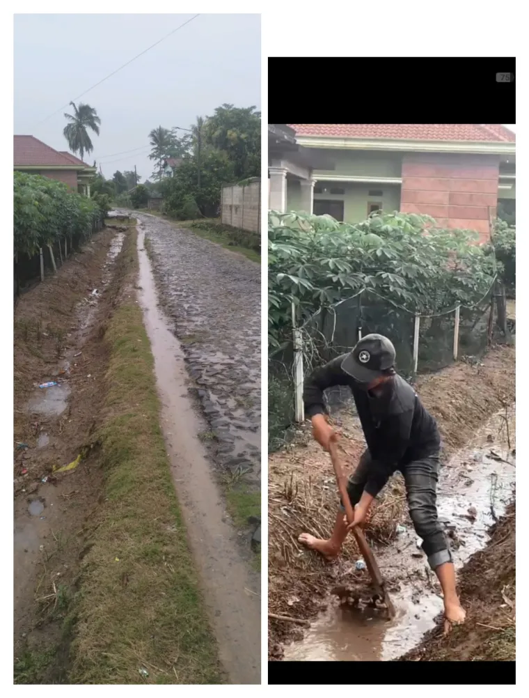 Pemuda Desa Sukadana Ilir dusun 3,kerja bakti membersih rumput dan siring pembuangan Air