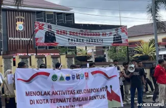 Foto Demo Tolak Aktivitas HTI, Mahasiswa Desak Bersihkan Paham Radikal di Maluku Utara