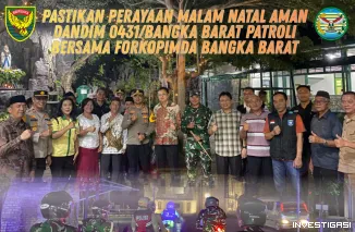 Foto Dandim 0431/Bangka Barat Beserta Forkopimda Melaksanakan Patroli Bersama Dalam Rangka Pengamanan Perayaan Malam Natal