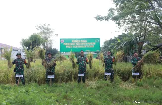 Foto Dukung Ketahanan Pangan, Kodim 1426 Takalar Laksanakan Panen Raya Padi