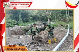 Foto TNI Kebut Pengerjaan Jembatan Aia Rambai, Masuki Tahap Pengecoran