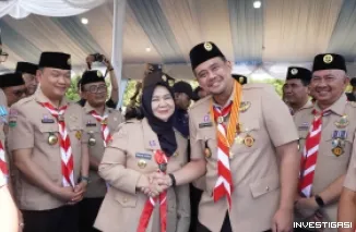 Plt. Bupati Langkat Tiorita Semangati Kontingen Pramuka pada Penutupan Jamdasu XI Sumut