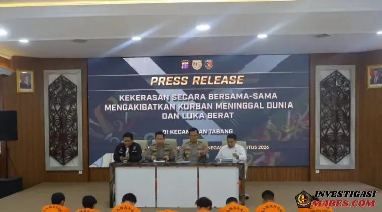 Kapolres Kukar Pimpin Press Release Kasus Kekerasan Bersama yang Mengakibatkan Korban Meninggal Dunia di Tabang