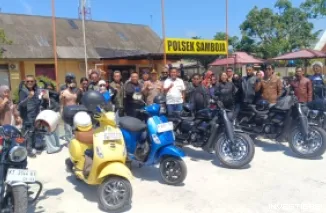 Kapolsek Samboja Sambut Hangat Kunjungan Tim Gabungan Komunitas Harley-Davidson Se-Kalimantan Timur