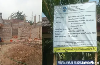 Proyek Gedung SDN 1 Gabus Diduga Gunakan 'Besi Banci 8/10/ yang Sudah Terpasang Terancam Roboh