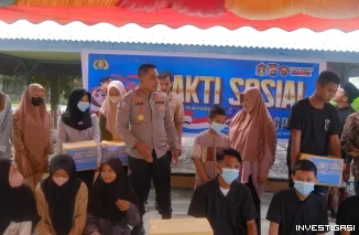 Peringati hari jadi ke 75 Humas polri polres Bengkalis salurkan 100 paket sembako